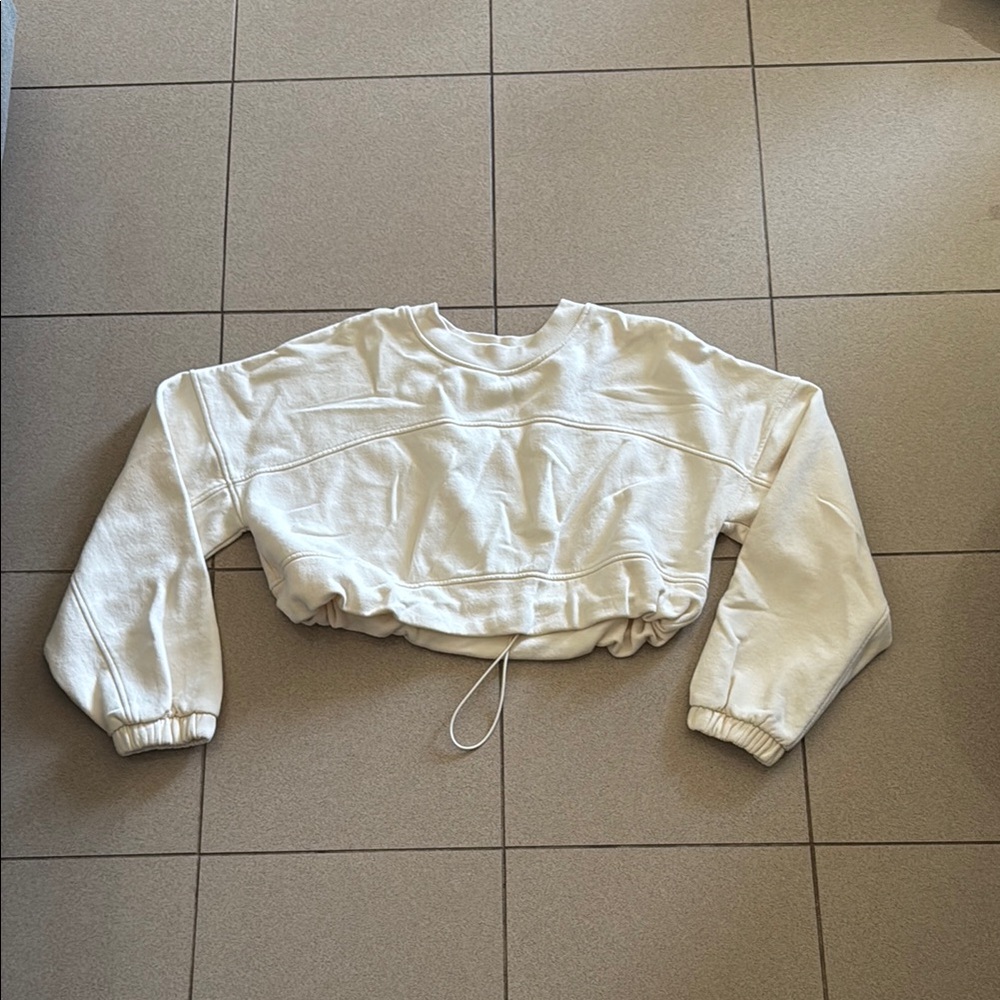 Zara Off-White Ribbed Sweatshirt